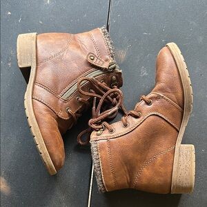 Brown Lace-Up Ankle Boots